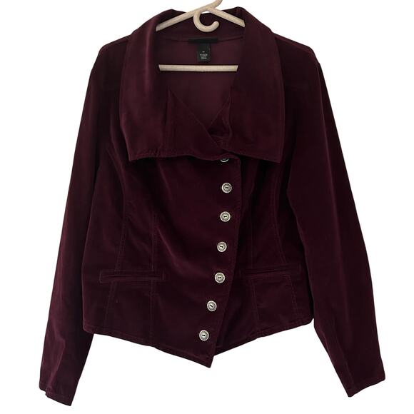 Lane Bryant corduroy blazer jacket fall burgundy western cowgirl boho 20 plus 2X - Picture 1 of 11